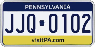 PA license plate JJQ0102