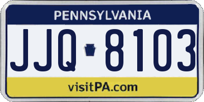 PA license plate JJQ8103