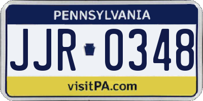 PA license plate JJR0348