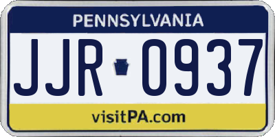 PA license plate JJR0937