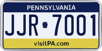 PA license plate JJR7001