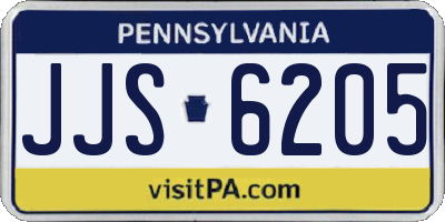 PA license plate JJS6205