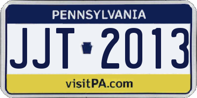 PA license plate JJT2013