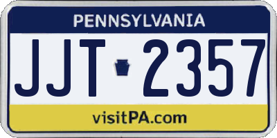 PA license plate JJT2357