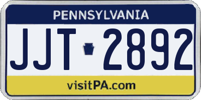 PA license plate JJT2892