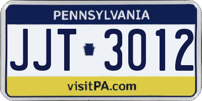 PA license plate JJT3012