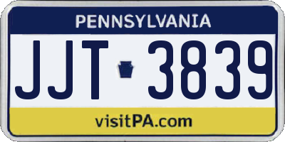 PA license plate JJT3839