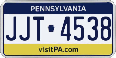 PA license plate JJT4538