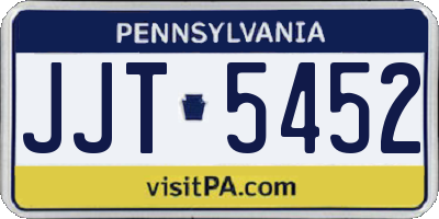 PA license plate JJT5452