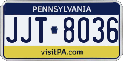 PA license plate JJT8036