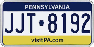 PA license plate JJT8192