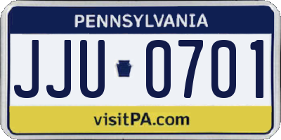PA license plate JJU0701