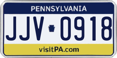 PA license plate JJV0918