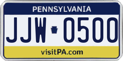 PA license plate JJW0500