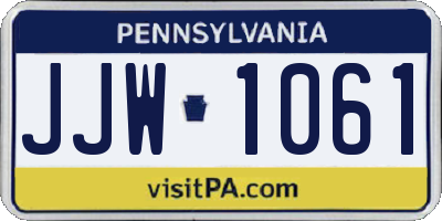 PA license plate JJW1061