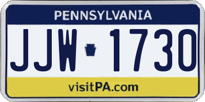PA license plate JJW1730