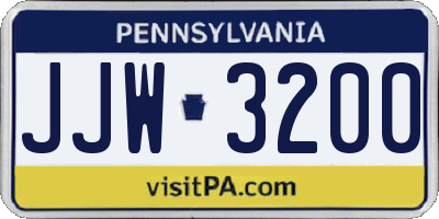 PA license plate JJW3200