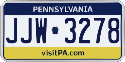 PA license plate JJW3278