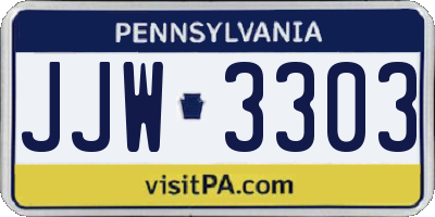 PA license plate JJW3303