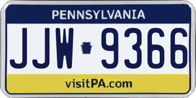 PA license plate JJW9366
