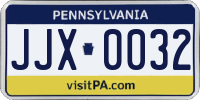 PA license plate JJX0032