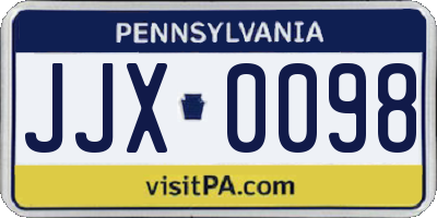PA license plate JJX0098