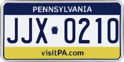 PA license plate JJX0210