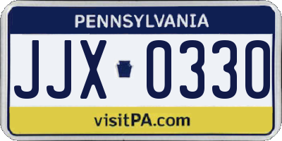 PA license plate JJX0330