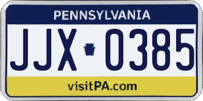 PA license plate JJX0385