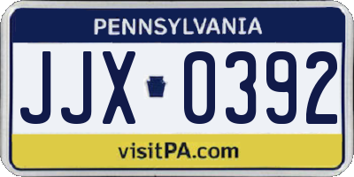 PA license plate JJX0392