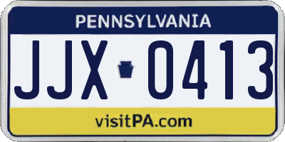 PA license plate JJX0413