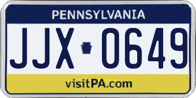 PA license plate JJX0649