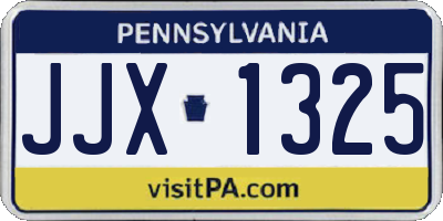 PA license plate JJX1325