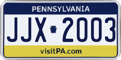 PA license plate JJX2003