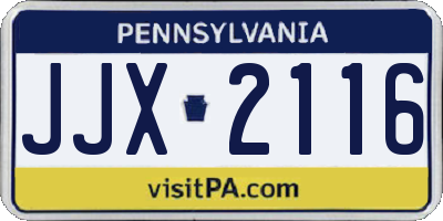 PA license plate JJX2116
