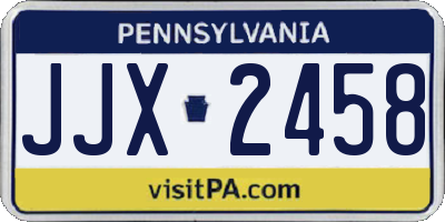 PA license plate JJX2458
