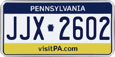 PA license plate JJX2602
