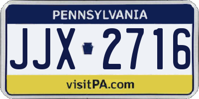 PA license plate JJX2716