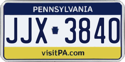 PA license plate JJX3840