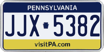 PA license plate JJX5382