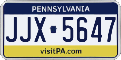 PA license plate JJX5647