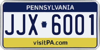 PA license plate JJX6001