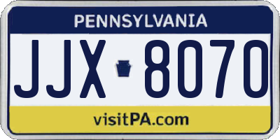 PA license plate JJX8070