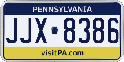 PA license plate JJX8386