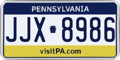 PA license plate JJX8986