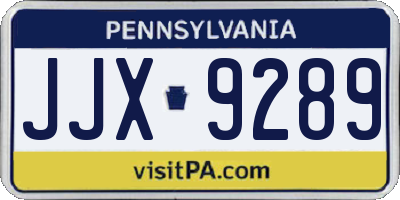 PA license plate JJX9289