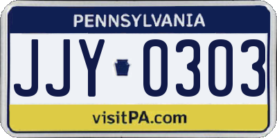 PA license plate JJY0303