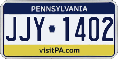 PA license plate JJY1402