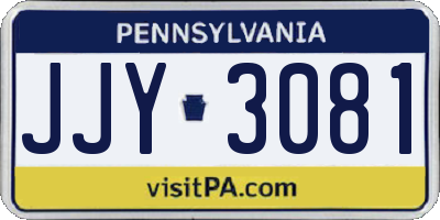 PA license plate JJY3081