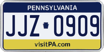 PA license plate JJZ0909